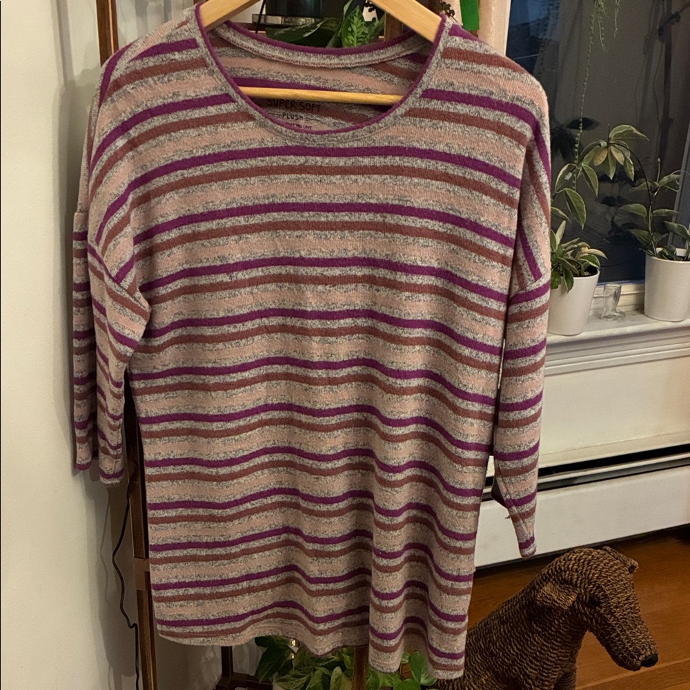 Torrid Purple and Gray Striped Top
